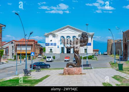Telavi, Georgia, 28. August 2023: Loben Sie die Weinstatue in Telavi, Georgia Stockfoto