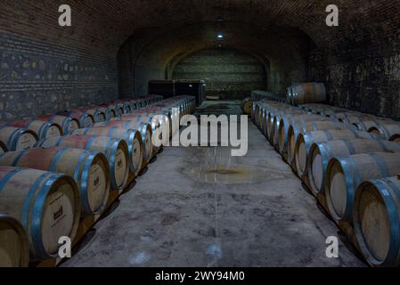 Telavi, Georgia, 28. August 2023: Weinkeller auf dem Tsinandali Estate in Georgia Stockfoto