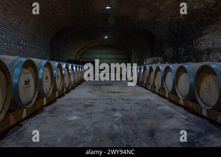 Telavi, Georgia, 28. August 2023: Weinkeller auf dem Tsinandali Estate in Georgia Stockfoto