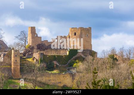 Burgruine Frauenstein und Burg im Erzgebirge, Frauenstein, Sachsen, Deutschland Stockfoto