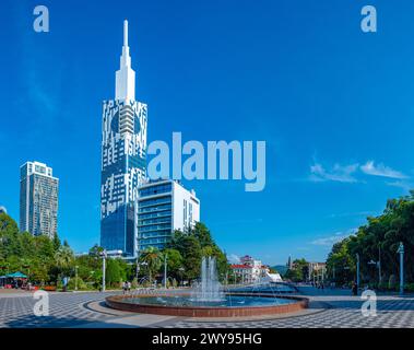 Batumi, Georgia, 31. August 2023: Brunnen am Batumi Boulevard in Georgia Stockfoto