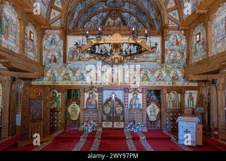 Barsana, Rumänien, 12. August 2023: Innenraum des Klosters Barsana in Rumänien Stockfoto