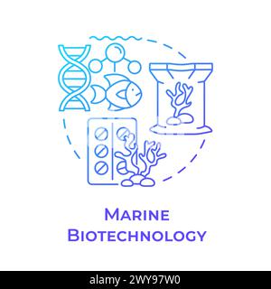 Symbol für blaues Gradientenkonzept der Meeresbiotechnologie Stock Vektor
