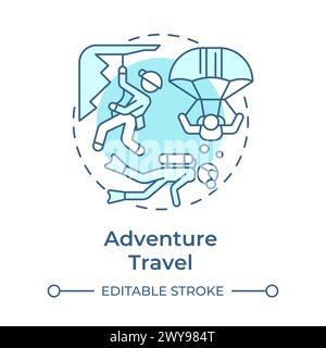 Abenteuer Reise in sanftem Blau, Konzeptsymbol Stock Vektor