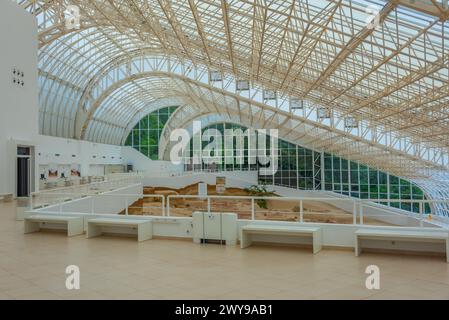 Lepenski Vir, Serbien, 26. Juli 2023: Lepenski Vir Museum in Serbien Stockfoto