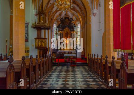 Radovljica, Slowenien, 19. Juni 2023: Innenraum der Peterskirche in Radovljica, Slowenien Stockfoto