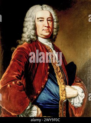 Henry Pelham (1694–1754), Whig-Politiker und Premierminister von Großbritannien 1743–1754, Porträtgemälde in Öl auf Leinwand von John Giles Eccardt (zugeschrieben), vor 1779 Stockfoto