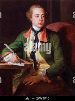 Frederick North, 2. Earl of Guilford (1732–1792), alias Lord North, Premierminister von Großbritannien 1770–1782, Porträtgemälde in Öl auf Leinwand von Pompeo Batoni, 1752-1756 Stockfoto