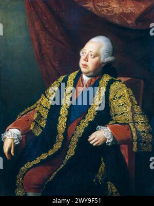 Frederick North, 2. Earl of Guilford (1732–1792), alias Lord North, Premierminister von Großbritannien 1770–1782, Porträtgemälde in Öl auf Leinwand von Sir Nathaniel Dance-Holland, 1773-1774 Stockfoto