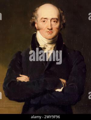 George Canning (1770–1827), Politiker und Premierminister des Vereinigten Königreichs von April bis August 1827, Porträtgemälde in Öl auf Leinwand von Sir Thomas Lawrence und Richard Evans, um 1825 Stockfoto