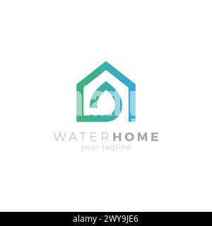 Water Home Logo, Water Logo, Home Logo. Immobiliensymbol Stock Vektor