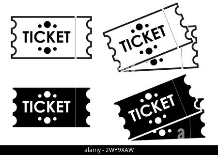 Ticketsymbole, Veranstaltungskarten schwarz-weiß Schwarzweiß Stock Vektor