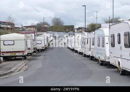 Wohnwagen- oder Van-Wohnung in Bristol, Großbritannien. Eastville Bristol. Stockfoto