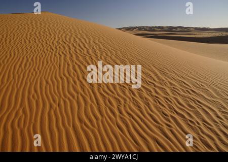 Malerische orange Dünen von Ubari, Sahara-Wüste, Libyen, Nordafrika, Afrika Copyright: MichaelxSzafarczyk 1235-2094 Stockfoto