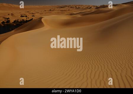 Malerische orange Dünen von Ubari, Sahara-Wüste, Libyen, Nordafrika, Afrika Copyright: MichaelxSzafarczyk 1235-2104 Stockfoto