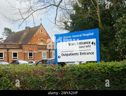 Beschilderung am Horton General Hospital, Banbury, Oxfordshire, Großbritannien Stockfoto