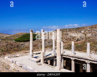 Haus des Hermes, archäologische Stätte von Delos, UNESCO-Weltkulturerbe, Insel Delos, Kykladen, griechische Inseln, Griechenland, Europa Copyright: KarolxKozlows Stockfoto