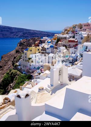 Blick auf das Schloss, Oia Village, Santorini Thira Island, Kykladen, griechische Inseln, Griechenland, Europa Urheberrecht: KarolxKozlowski 1245-3537 Stockfoto