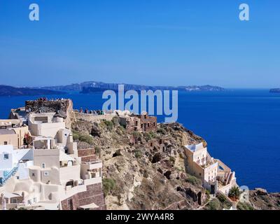 Blick auf das Schloss, Oia Village, Santorini Thira Island, Kykladen, griechische Inseln, Griechenland, Europa Urheberrecht: KarolxKozlowski 1245-3550 Stockfoto