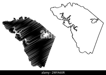 Shire of Mansfield (Commonwealth of Australia, Victoria State, Vic) Karte Vektor Illustration, Scribble Skizze Mansfield Shire Council Karte Stock Vektor