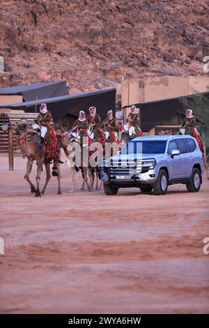 Wadi Rum, Jordanien. 31. März 2024. König Abdullah II. Von Jordanien besucht Beduinenstämme im Süden des Königreichs in Wadi Rum, Jordanien, am 30. März 2024. Foto: Balkis Press/ABACAPRESS.COM Credit: Abaca Press/Alamy Live News Stockfoto