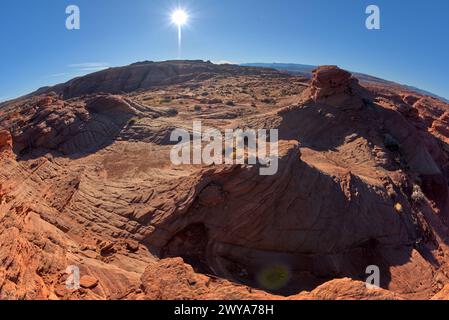 Die Wirbel und die Blockstruktur fossiler Sanddünen in den Badlands von Horseshoe Bend, Arizona, USA, Nordamerika Copyright: Stockfoto