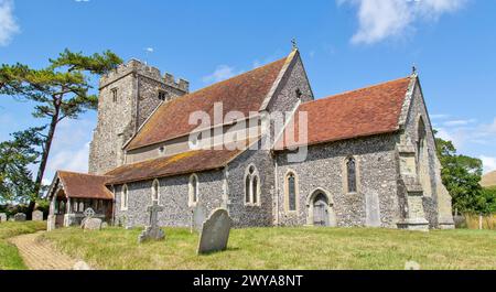 St. Andrew's Church, Teile des Gebäudes stammen aus dem 12. Jahrhundert, Beddingham, nahe Lewes, East Sussex, England, Vereinigtes Königreich, Europa Copyright: Bar Stockfoto