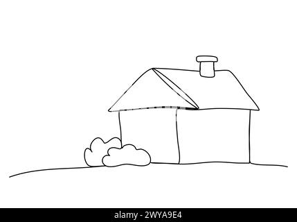 Haus, einzeilige Zeichnung Vektor-Illustration. Stock Vektor