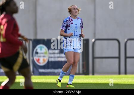 Ornella Maria Vignola Cabot (11) aus Spanien, dargestellt während eines Freundschaftsspiels zwischen den Nationalfrauen unter 23 Mannschaften aus Belgien und Spanien am Donnerstag, den 4. April 2024 in Tubize , Belgien . FOTO SPORTPIX | David Catry Stockfoto