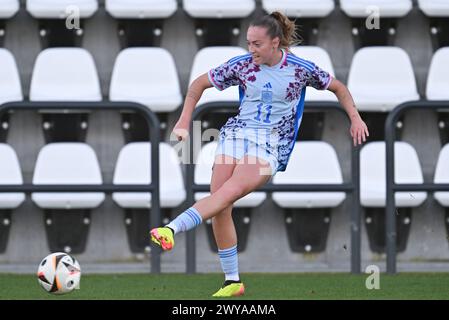 Ornella Maria Vignola Cabot (11) aus Spanien, dargestellt während eines Freundschaftsspiels zwischen den Nationalfrauen unter 23 Mannschaften aus Belgien und Spanien am Donnerstag, den 4. April 2024 in Tubize , Belgien . FOTO SPORTPIX | David Catry Stockfoto