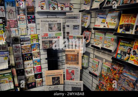 Kopenhagen, Dänemark /05 april 2024/.Zeitschriften und Zeitschriften Stand in der dänischen Hauptstadt . (Photo.Francis Joseph Dean/Dean Pictures) Stockfoto