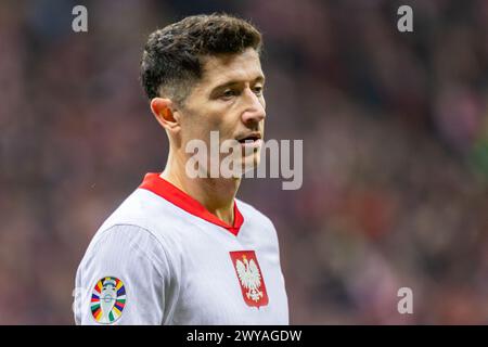 Robert Lewandowski aus Polen war beim Halbfinalspiel der UEFA EURO 2024 zwischen Polen und Estland im PGE Narodowy Stadium zu sehen. Stockfoto