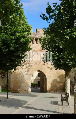 Das aus Stein gegossene Tor La Puerta del Paseo Real Aguilar de Campoo Palencia Castile und Leon Spanien Stockfoto