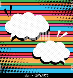 Vorlage im Retro-Pop-Art-Stil mit Sprechblasen. Vektorabbildung Stock Vektor