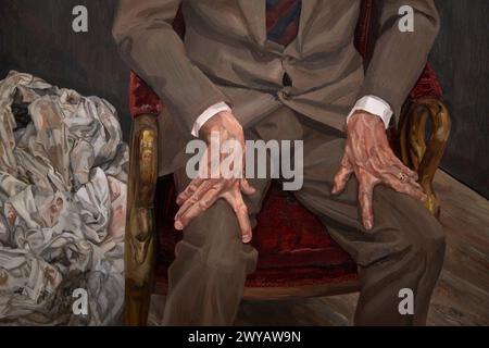 Mann in einem Stuhl (Porträt Baron H. Thyssen-Bornemisza), 1985, Lucian Freud (1922-2011). Stockfoto