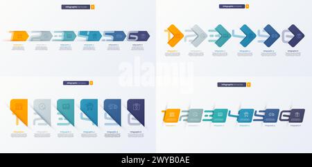 Satz von Infografikvorlagen für Vektornummern, bestehend aus 6 Etiketten Stock Vektor