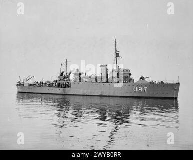 HMS POLRUAN, BRITISCHE MINENSUCHMASCHINE DER BANGOR-KLASSE. 1941. -, Royal Navy, HMS Polsham, Minesweeper, (1958) Stockfoto