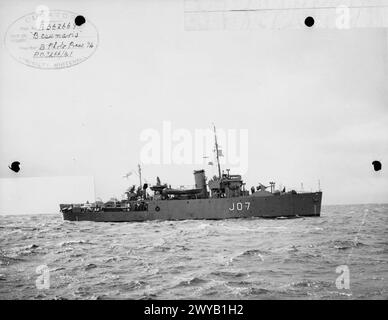 HMS BEAUMARIS, MINENSUCHMASCHINE DER BRITISCHEN BANGOR-KLASSE. 1941 -, Royal Navy, HMS Beaumaris, Minesweeper, (1940) Stockfoto