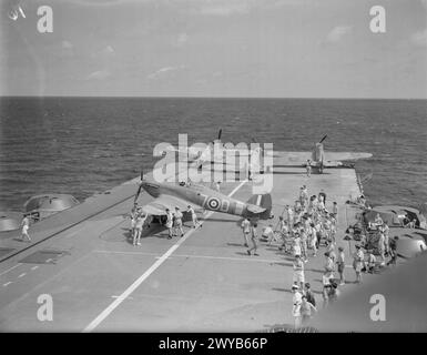 MALTA KONVOI. 10-12. AUGUST 1942. - Ein Hawker-Hurrikan, der auf dem Flugdeck der HMS UNBEZWINGBAR ist. , Stockfoto