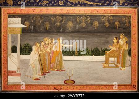 Mughal Miniatur Malerei, Museum für islamische Kunst, Indien, Pergamon, Berlin, Deutschland. Stockfoto