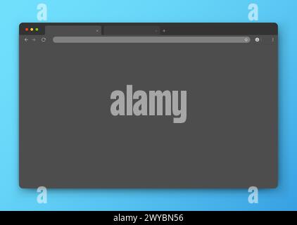 Das Webbrowserfenster ist grau auf blauem Hintergrund gestaltet. Stock Vektor