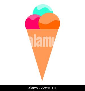 Drei Kugeln Eiscreme isoliert auf weißem Hintergrund. Stock Vektor