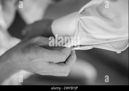 Vorbereitung auf den Hochzeitstag im Sommer Stockfoto