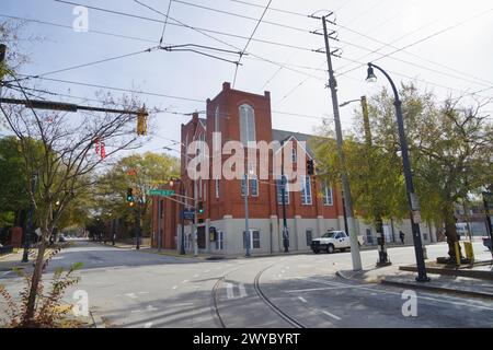 Ebenezer Baptist Church, berühmt in der MLK-Geschichte, am Thanksgiving Day Sun, Atlanta, GA, 23. November 2023. Stockfoto