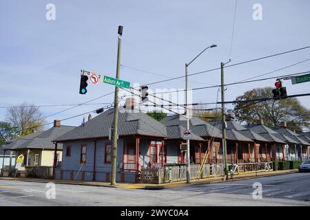 Historische Gebäude an der Auburn Avenue am MLK Jr. National Historical Park, Atlanta, fotografiert am 23. November 2023. Stockfoto