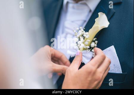 Vorbereitung auf den Hochzeitstag im Sommer Stockfoto