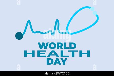 Weltgesundheit, Stethoskop isoliert, Weltgesundheitstag Stethoskop Fahne Vektor Illustration. Stock Vektor