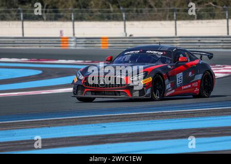 15 PAPADOPULOS Alexandre (usa), IBANEZ TRULLOLS Liuc (Spa), NM Racing Team, Mercedes-AMG GT4, Action während der 1. Runde der GT4 European Series 2024 mit Rafa Racing Club auf dem Circuit Paul Ricard, vom 5. Bis 7. April 2024 in Le Castellet, Frankreich - Foto Marc de Mattia/DPPI Credit: DPPI Media/Alamy Live News Stockfoto