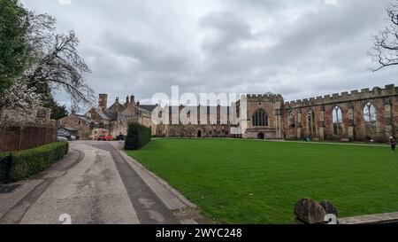 Blick auf den Bischofspalast in Wells, somerset Stockfoto