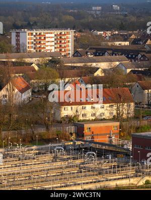 Kläranlage Duisburg-Huckingen, Wohngebäude im Landkreis Huckingen, NRW, Deutschland, Stockfoto